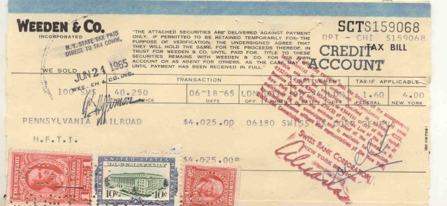 Weeden & Co. Stamped Credit Receipt