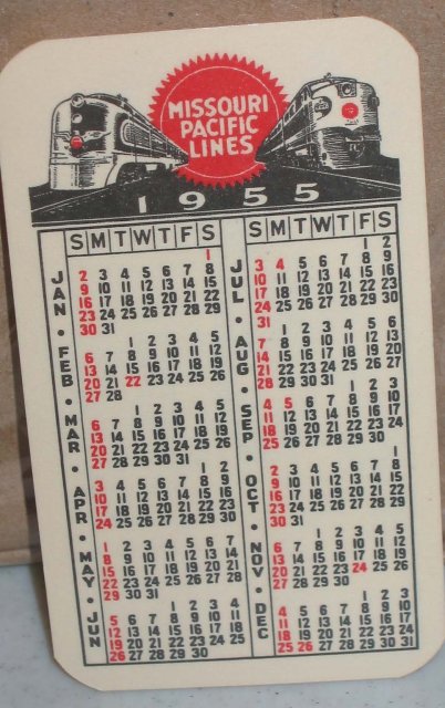 Missouri Pacific Railroad Calendar 1955