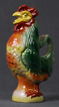 Majolica Style Rooster Pitcher