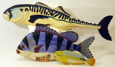 Carved Wood Fish Sculpture