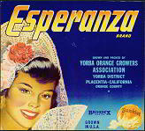 Esperanza Sunkist Orange Citrus Crate Label