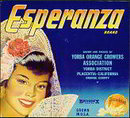 Esperanza Sunkist Orange Citrus Crate Label