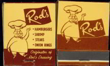 Rod's Diner Grill Matchbook 1950s