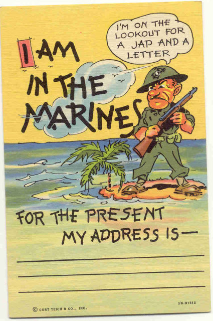 Linen Marines Postcard WW2