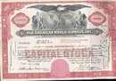 Pan America Airways Stock Certificate 1958