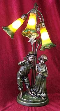 Boy Girl Tiffany Style Lamp - New
