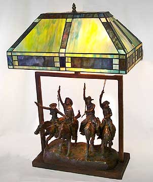 Tiffany Style Glass Cowboy Lamp