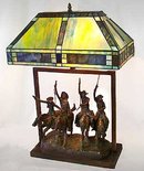Tiffany Style Glass Cowboy Lamp