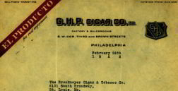 G.H.P. El Producto Cigar Letterhead 1922