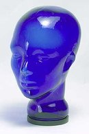Glass Mannequin Head - cobalt blue