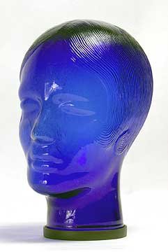 Glass Mannequin Head - cobalt blue