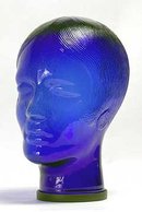 Glass Mannequin Head - cobalt blue