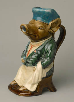 Porcelain Pig Pitcher - Majolica Style
