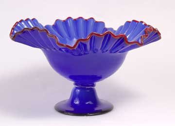 Glass Bowl-w/Red Edge