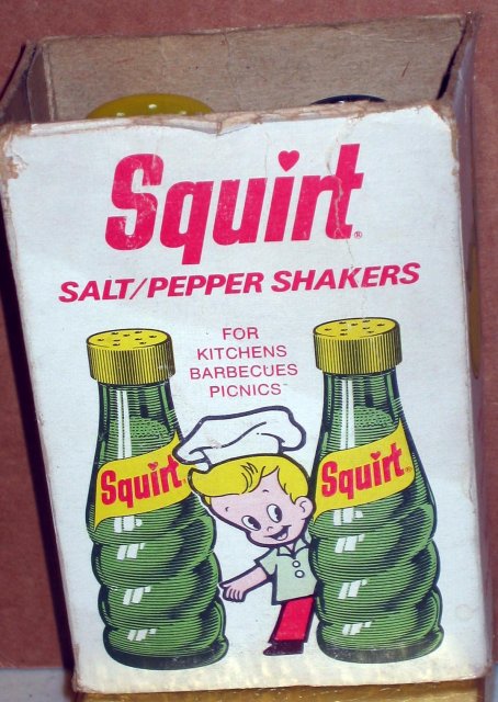 Squirt Soda Salt Pepper Shakers in Original Box