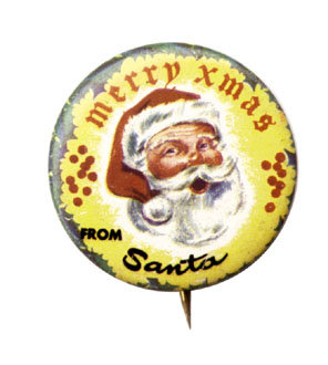 Santa Claus Pinback Pin 1950s