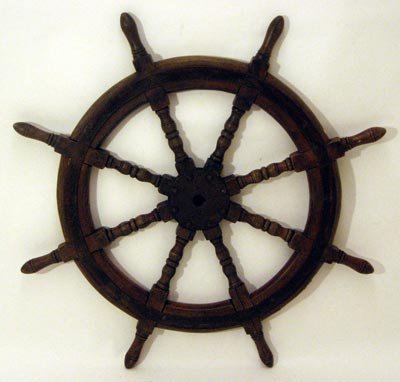 Wood Ship's Wheel - boat primitive