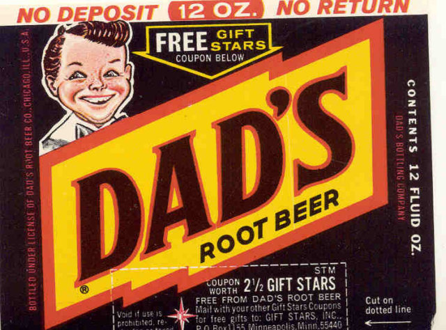 Dad's Root Beer Soda Bottle Label 1960s