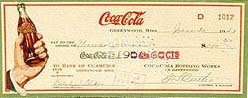 Coca-Cola Soda Check 1940s Hand Bottle