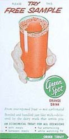 Green Spot Orange Drink Coupons 1940s