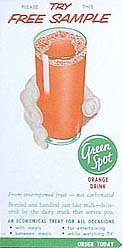 Green Spot Orange Drink Coupons 1940s
