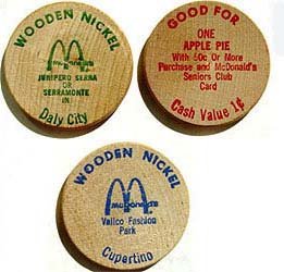 McDonalds Wood Nickel Coupon Coins
