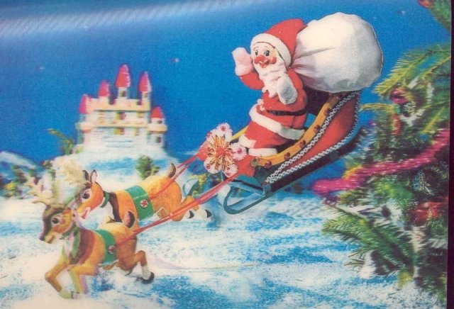 Christmas 3D Flicker Santa Claus Postcard