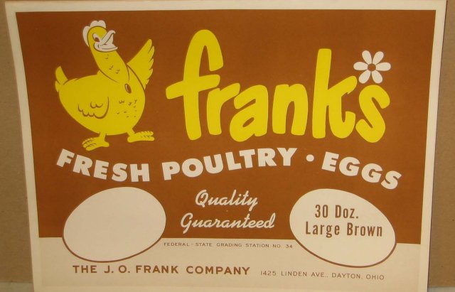 Franks Poultry Egg Label