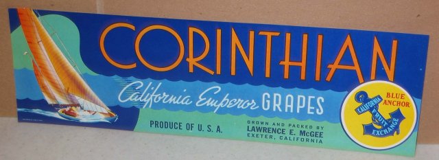 Corinthian Grape Crate Label