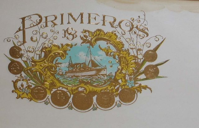Primeros Cigar Label w Ship Broom Label