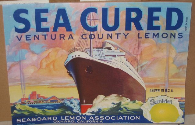 Sea Cured Lemon Citrus Crate Label