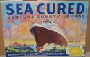 Sea Cured Lemon Citrus Crate Label