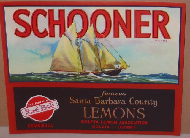 Schooner Citrus Lemon Crate Label