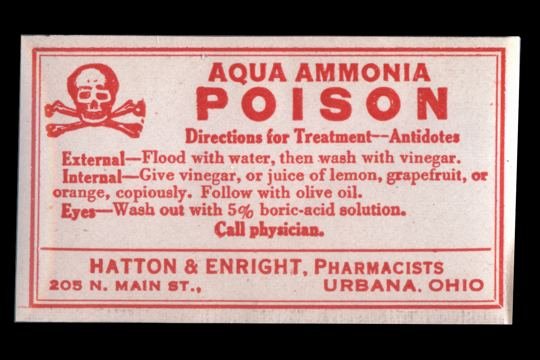 Ammonia Poison Labels