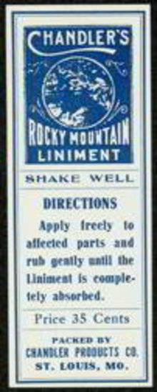 Chandlers Rocky Mountain Liniment Label