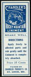 Chandlers Rocky Mountain Liniment Label