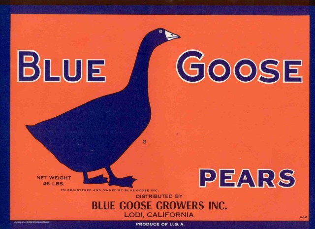 Blue Goose Pears Crate Label