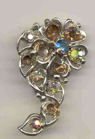Rhinestone Swirl Pin Brooch