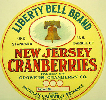 NJ Cranberries Barrel Label - Liberty Bell