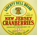 NJ Cranberries Barrel Label - Liberty Bell