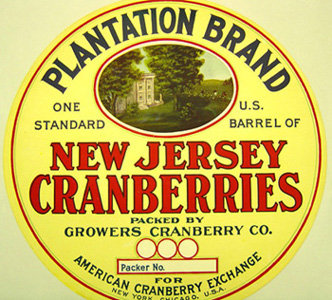 NJ Cranberries Plantation Barrel Label