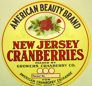 NJ Cranberries American Beauty Roses Barrel Label