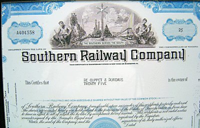Southern Pacific Railroad Stock Certificate Framed