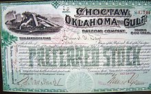 Chocktaw Gulf Railroad Stock Certificate Framed