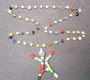 Glass Stick Figure Necklace Carnival Toy