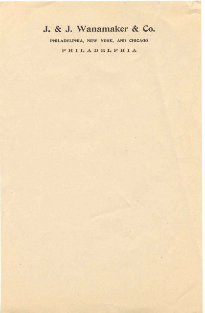 Wanamaker's Notepad Sheet