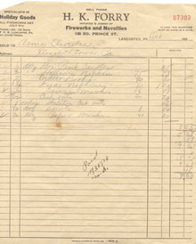 Fireworks Receipt 1934