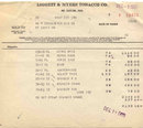 Liggett Myers Tobacco Invoice