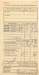 La Salle Coca Cola Soda Receipt 1955