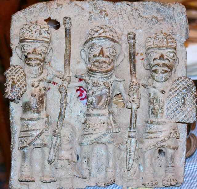 Nigerian Bronze Warrior Plaque